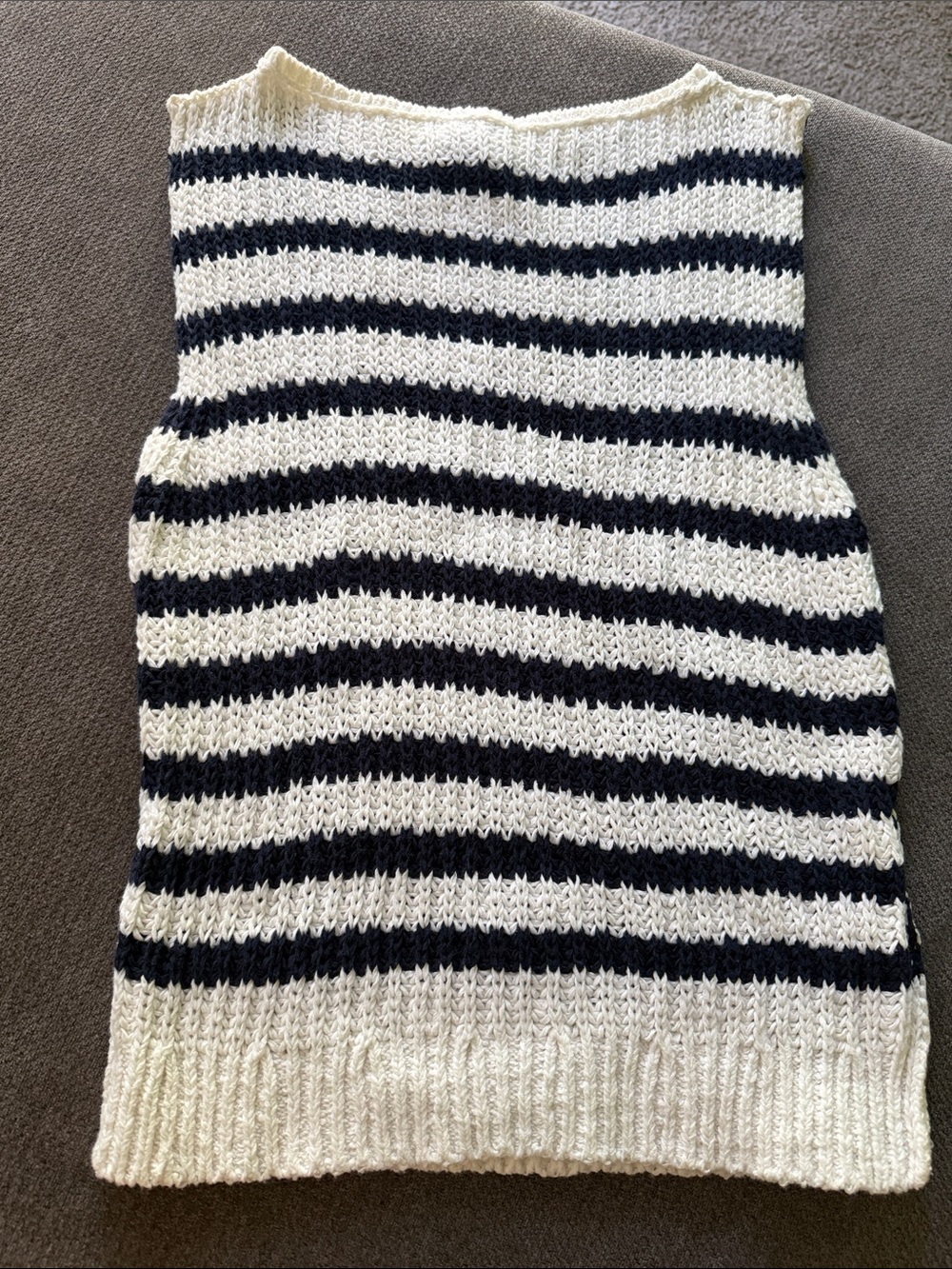 Abercrombie & Fitch Black and Cream Striped Knit Top